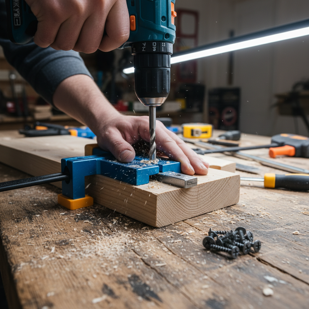 Pocket hole joinery demonstration with jig and screws Pocket hole joinery demonstration with jig and screws