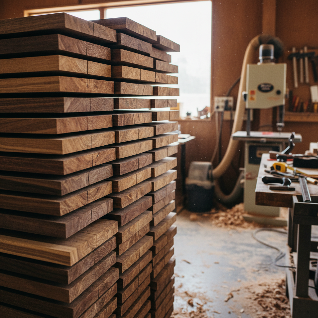 Solid hardwood boards stacked showing natural grain Solid hardwood boards stacked showing natural grain