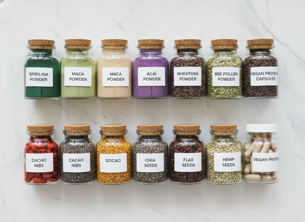 Superfood additions and nutritional boosters for smoothies