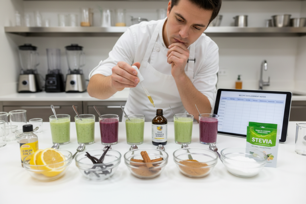 Taste-testing smoothies with various flavor adjustments