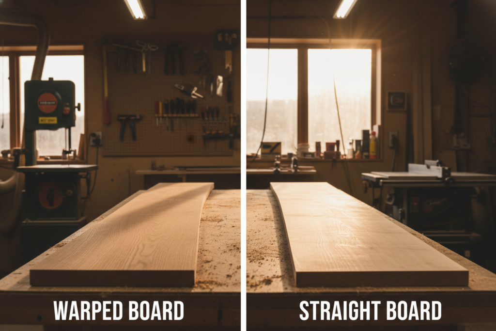 Warped and straight wood boards comparison Warped and straight wood boards comparison