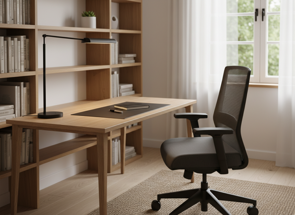 Well-organized study space with proper lighting and minimal distractions Well-organized study space with proper lighting and minimal distractions