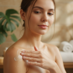 Glowy Body Skin: Your Complete Guide to Radiant, Luminous Skin Woman with glowy body skin applying moisturizer to shoulder