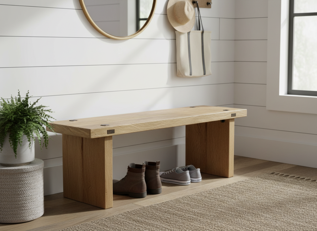 Wooden bench with simple design for entryway Wooden bench with simple design for entryway