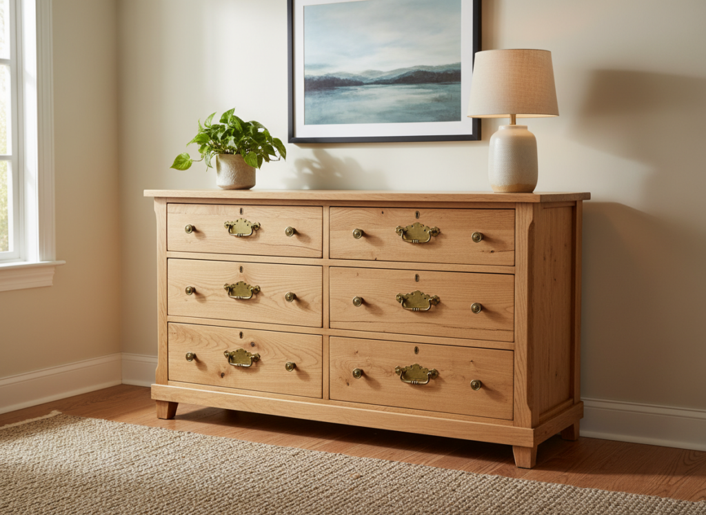 Wooden dresser with multiple drawers Wooden dresser with multiple drawers