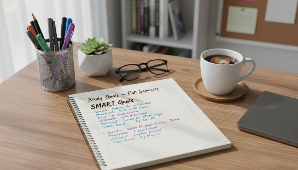 Written study goals and checklist Written study goals and checklist