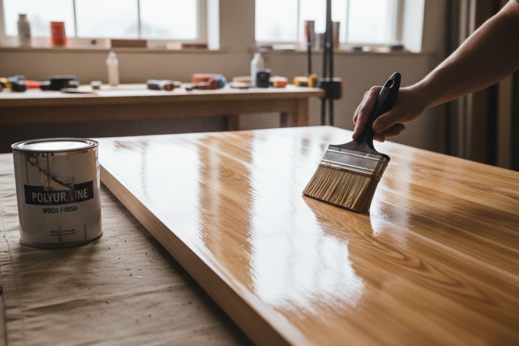 applying polyurethane finish with quality brush applying polyurethane finish with quality brush