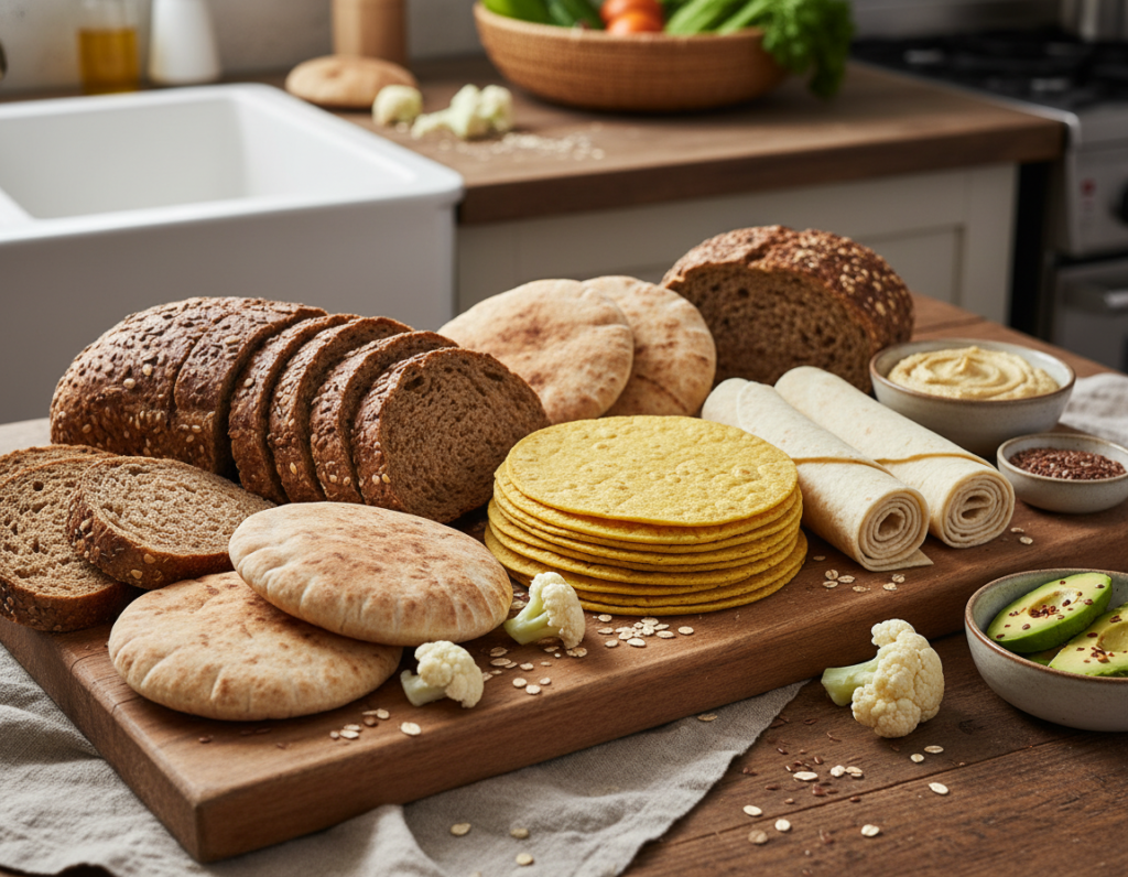 assorted whole grain bread options assorted whole grain bread options
