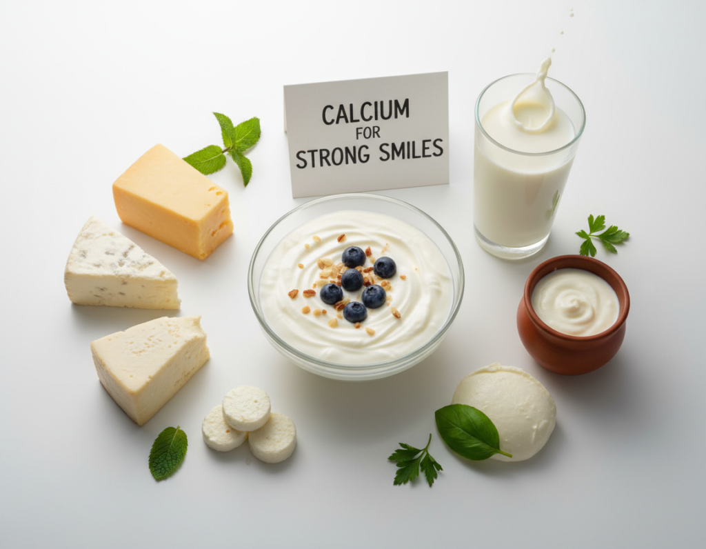 assortment of dairy products including cheese yogurt and milk