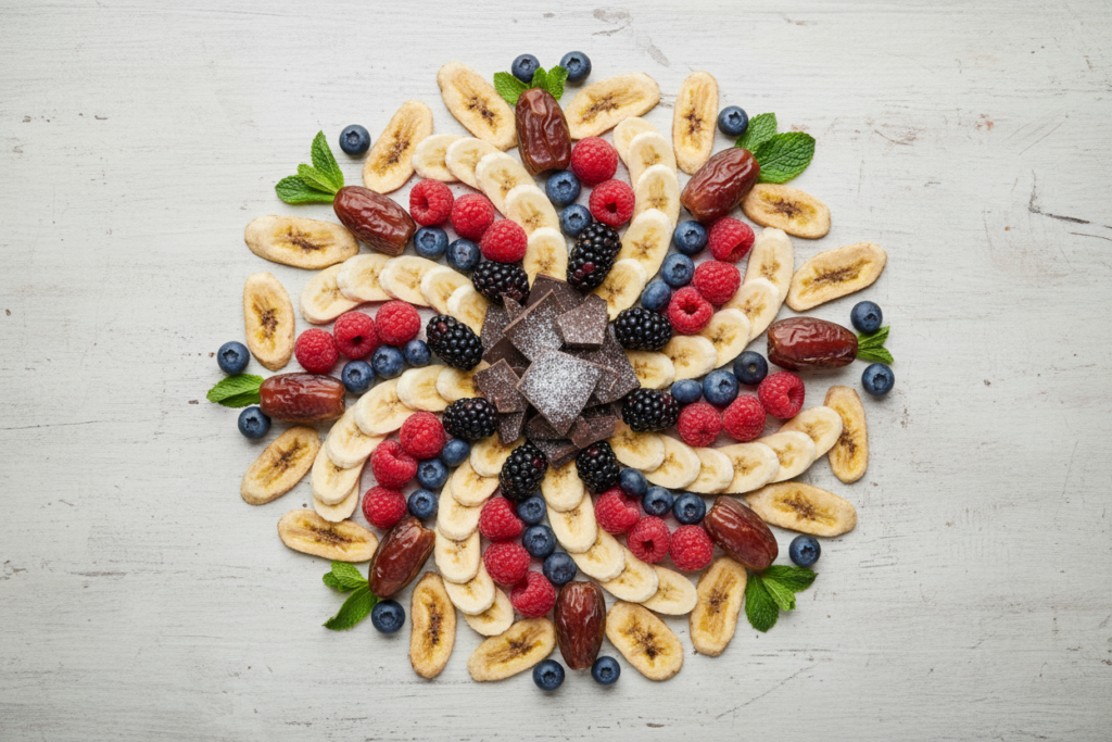 assortment of naturally sweet healthy snacks