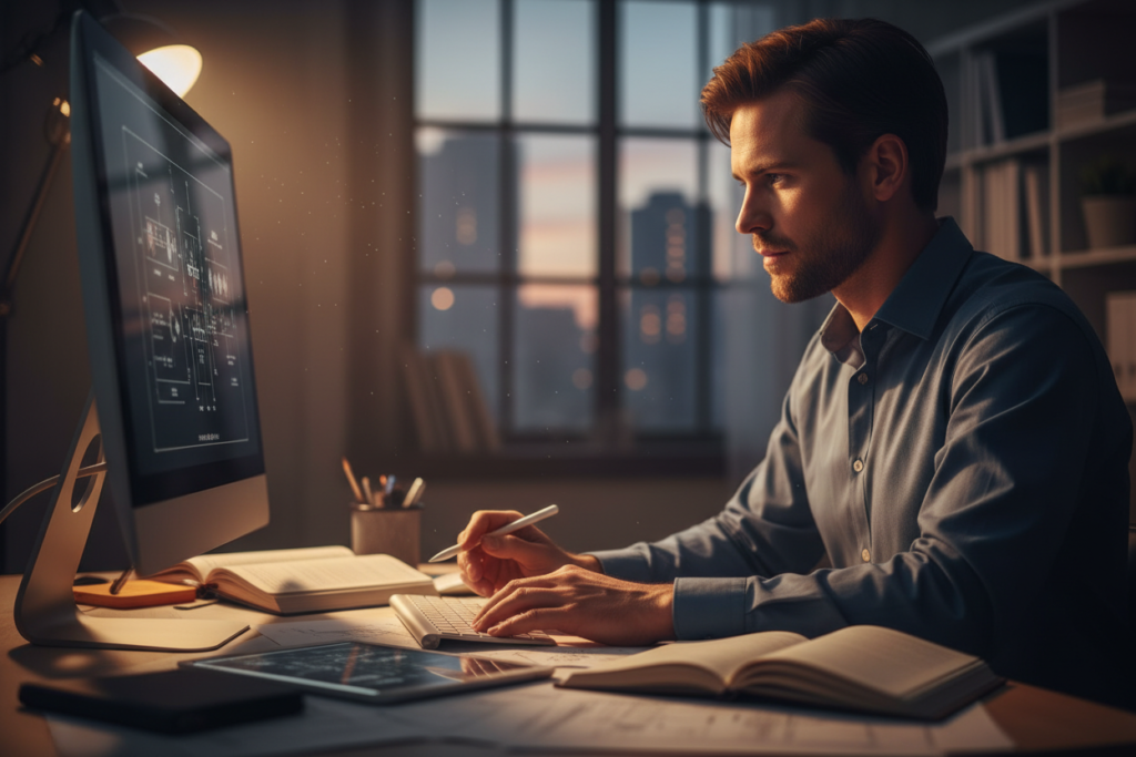 athlete or professional in state of deep focus and concentration