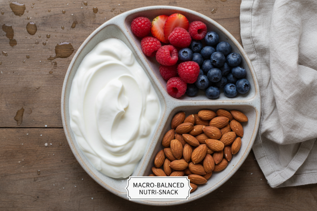 balanced snack with protein, healthy fats, and fiber