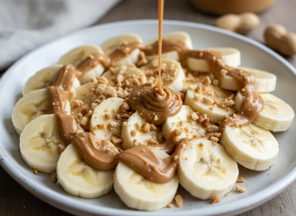 banana slices with peanut butter