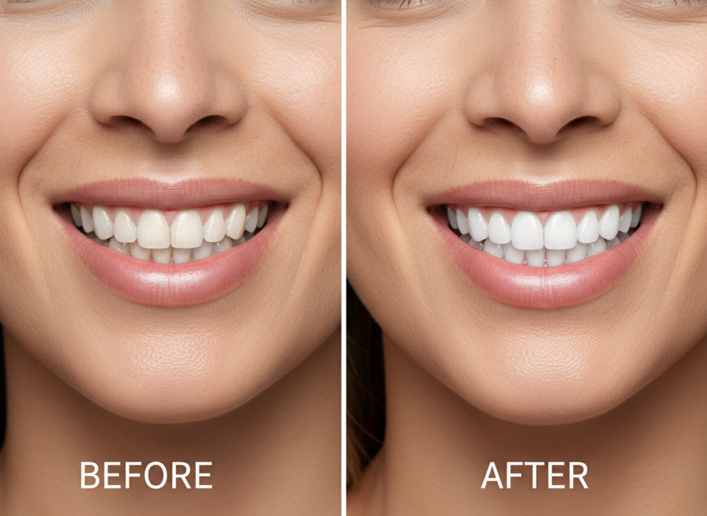 before and after comparison showing teeth whitening results before and after comparison showing teeth whitening results
