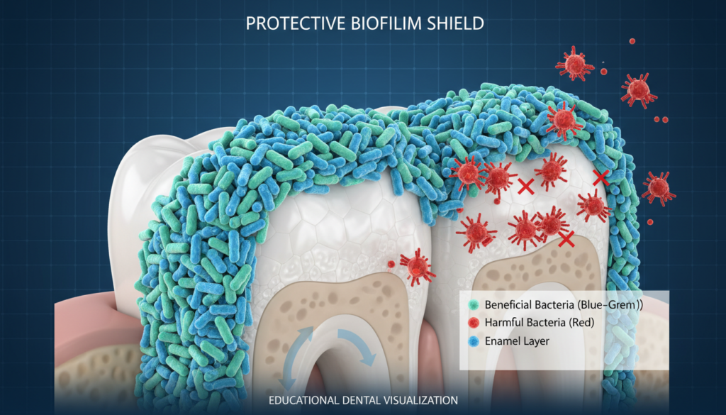 beneficial bacteria protecting tooth enamel from decay