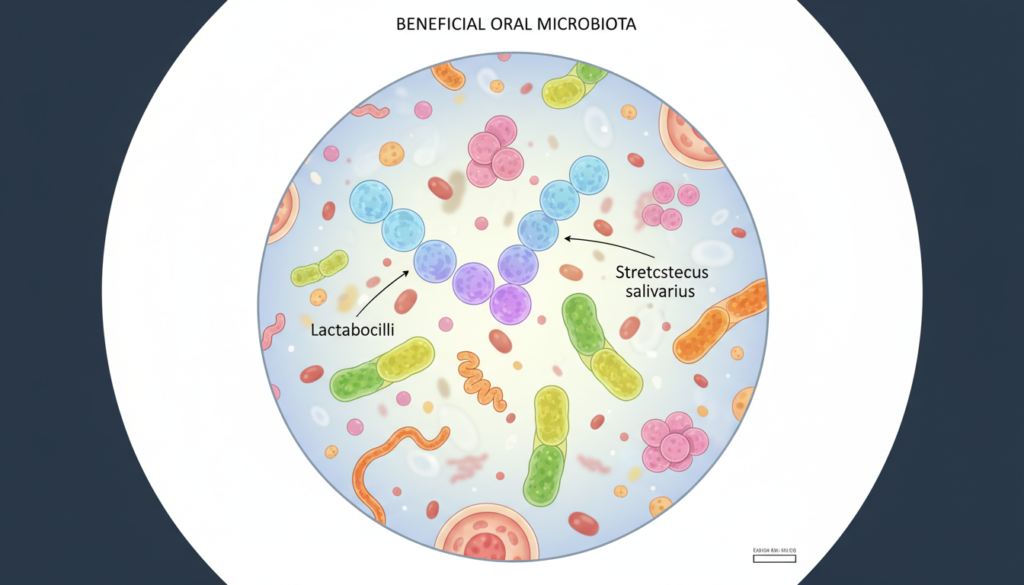 beneficial oral bacteria species illustration