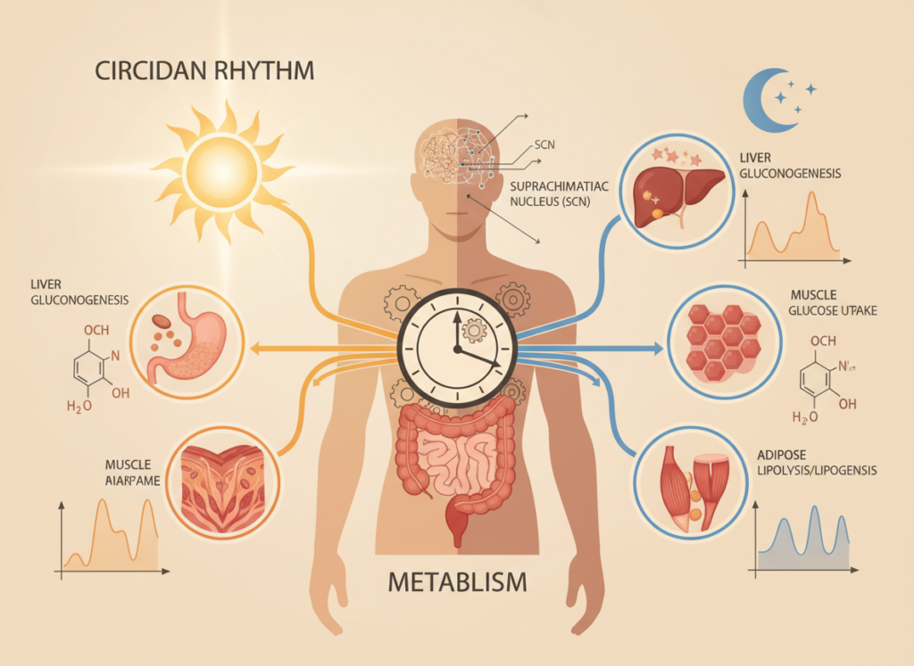 biological clock showing morning metabolism boost for fat burning