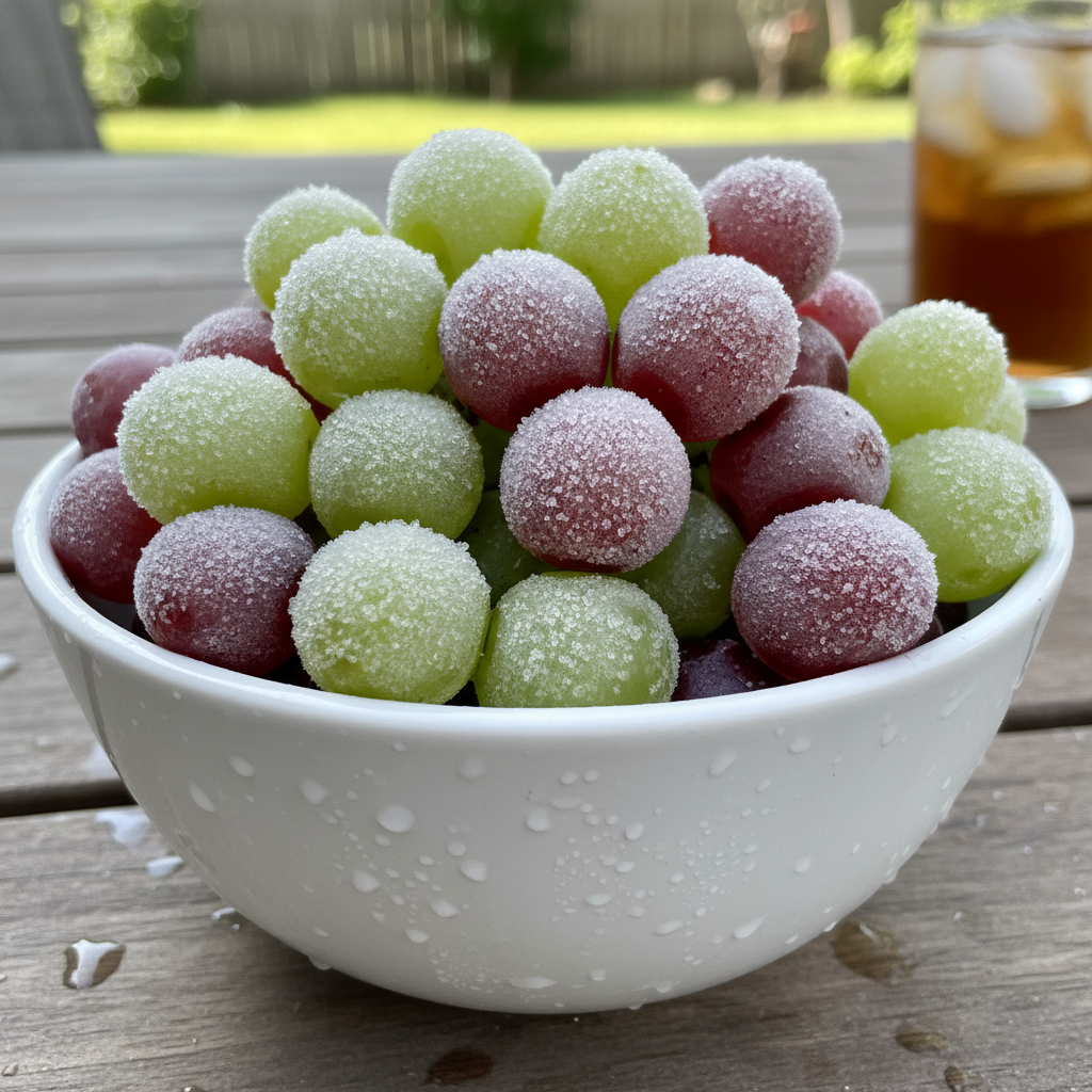 bowl of frozen grapes