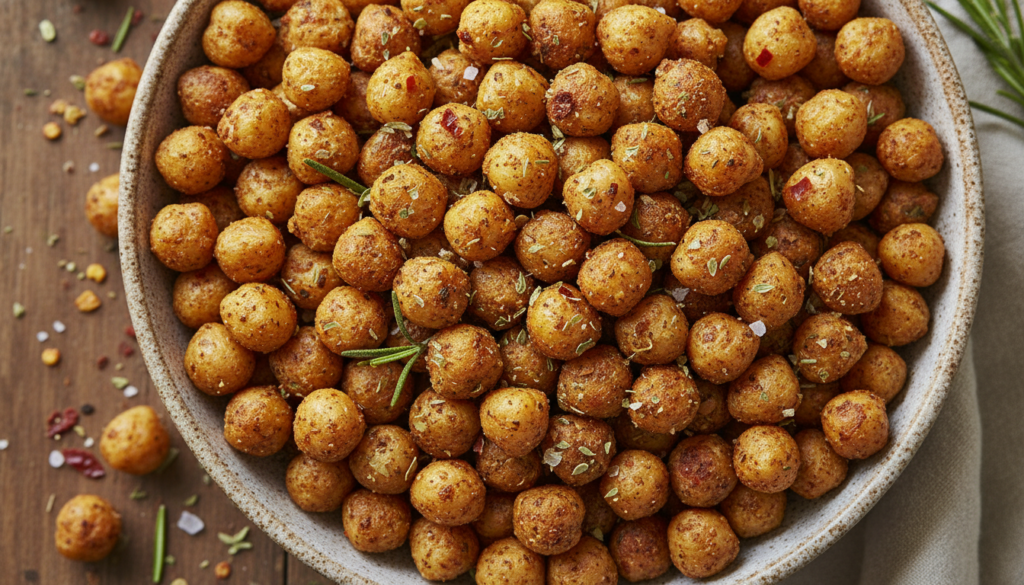 bowl of seasoned roasted chickpeas