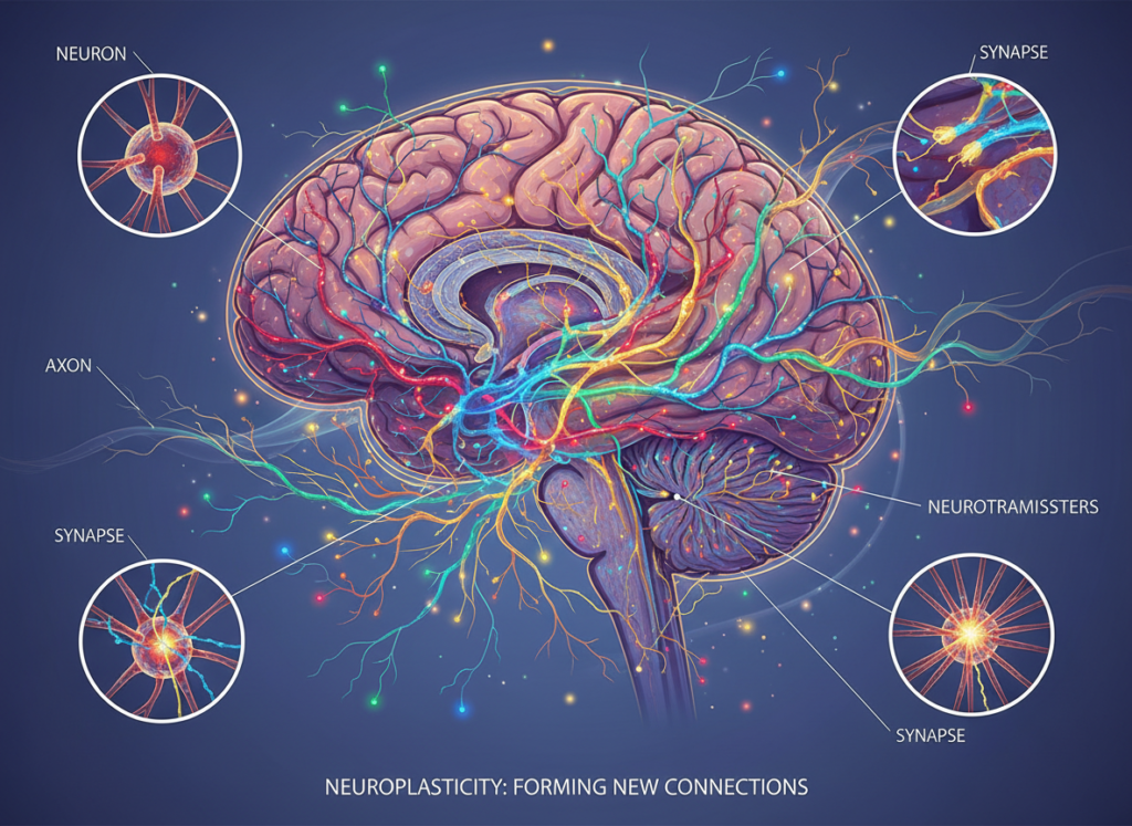 brain neuroplasticity and neural connections visualization