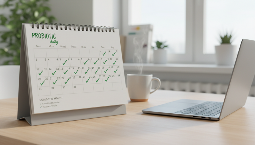 calendar showing daily probiotic routine calendar showing daily probiotic routine