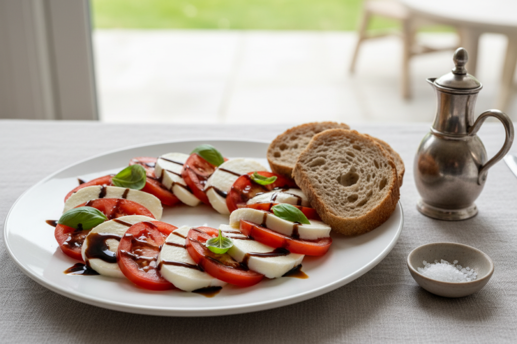 caprese style lunch plate arrangement