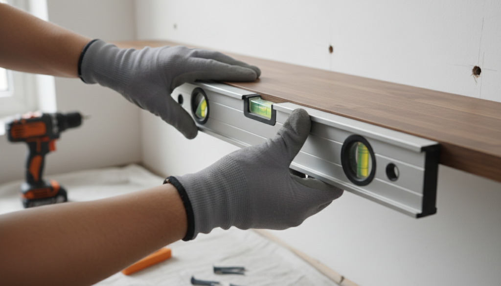 checking shelf level during installation