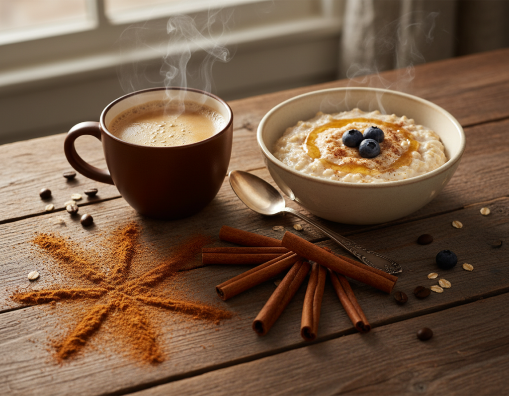 cinnamon sticks and ground cinnamon with coffee and oatmeal cinnamon sticks and ground cinnamon with coffee and oatmeal