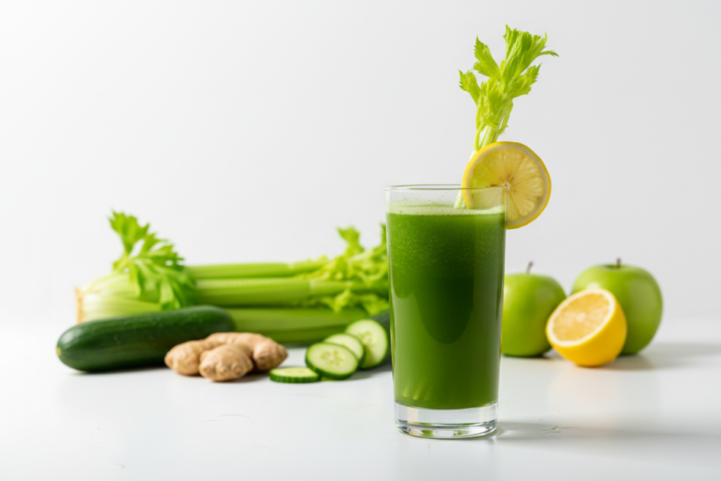 classic gut reset green juice in glass classic gut reset green juice in glass