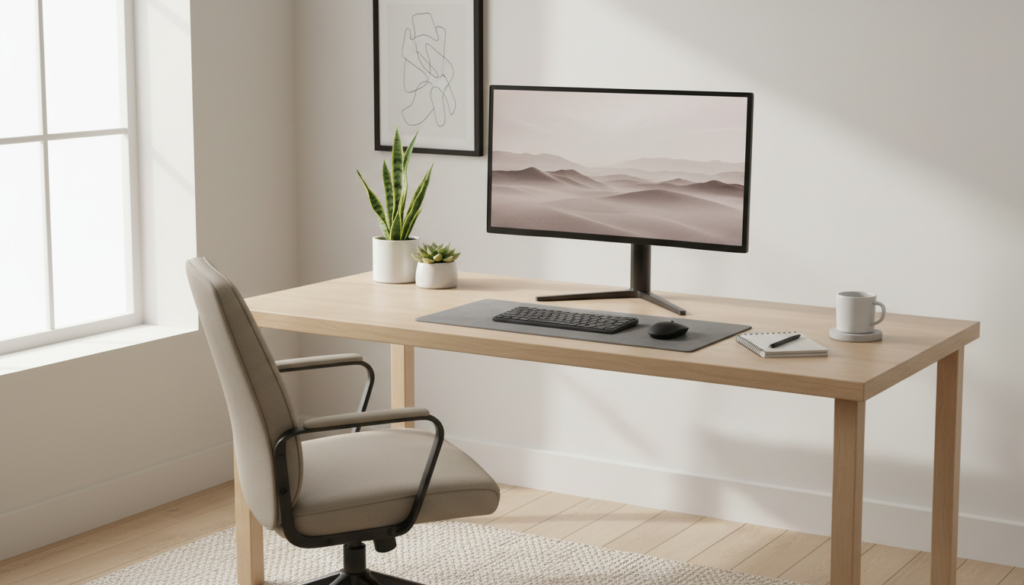 clean organized workspace with minimal distractions and focus-enhancing setup