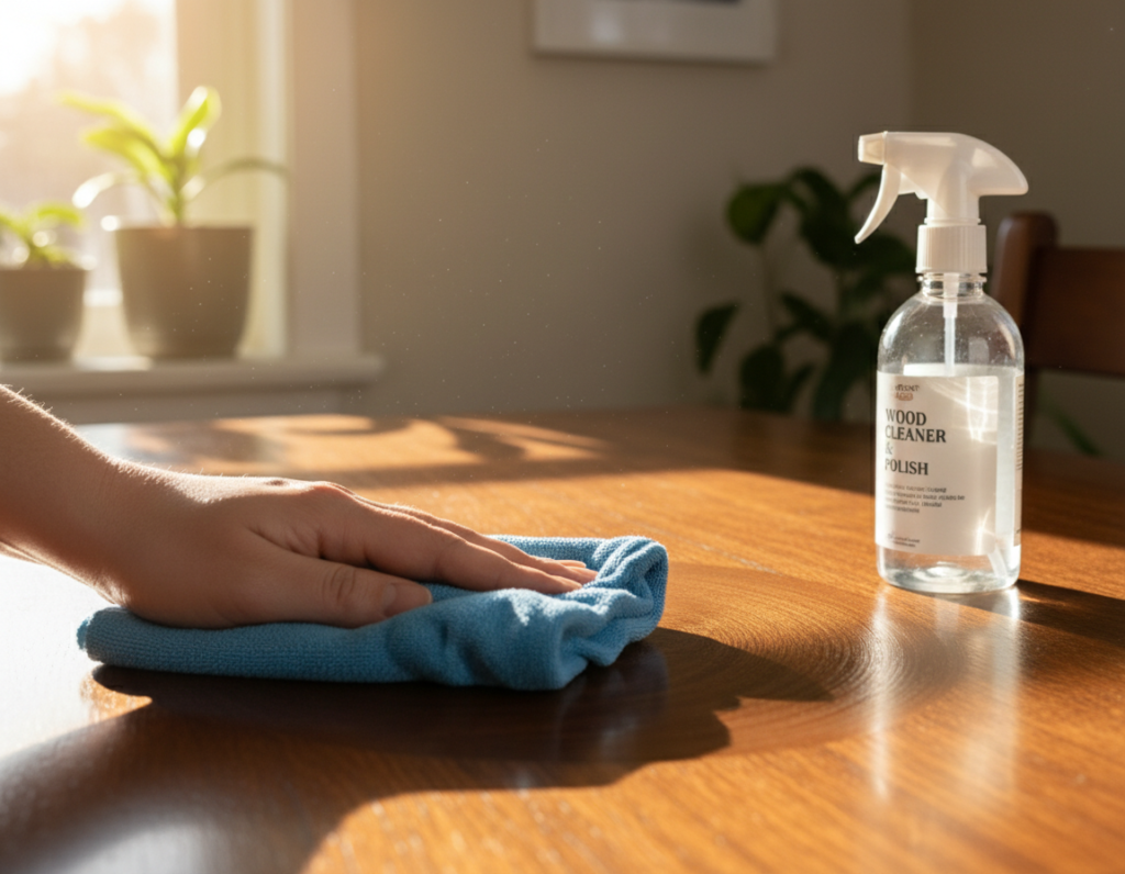 cleaning wooden table surface with soft cloth cleaning wooden table surface with soft cloth