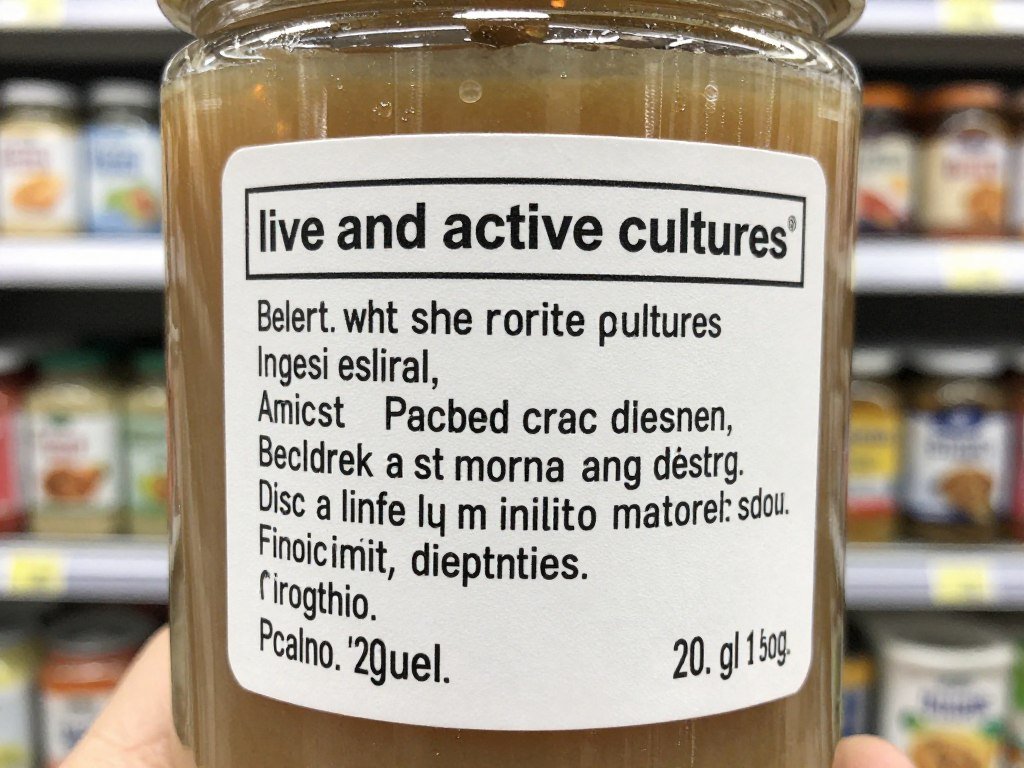 close-up of fermented food label showing live cultures
