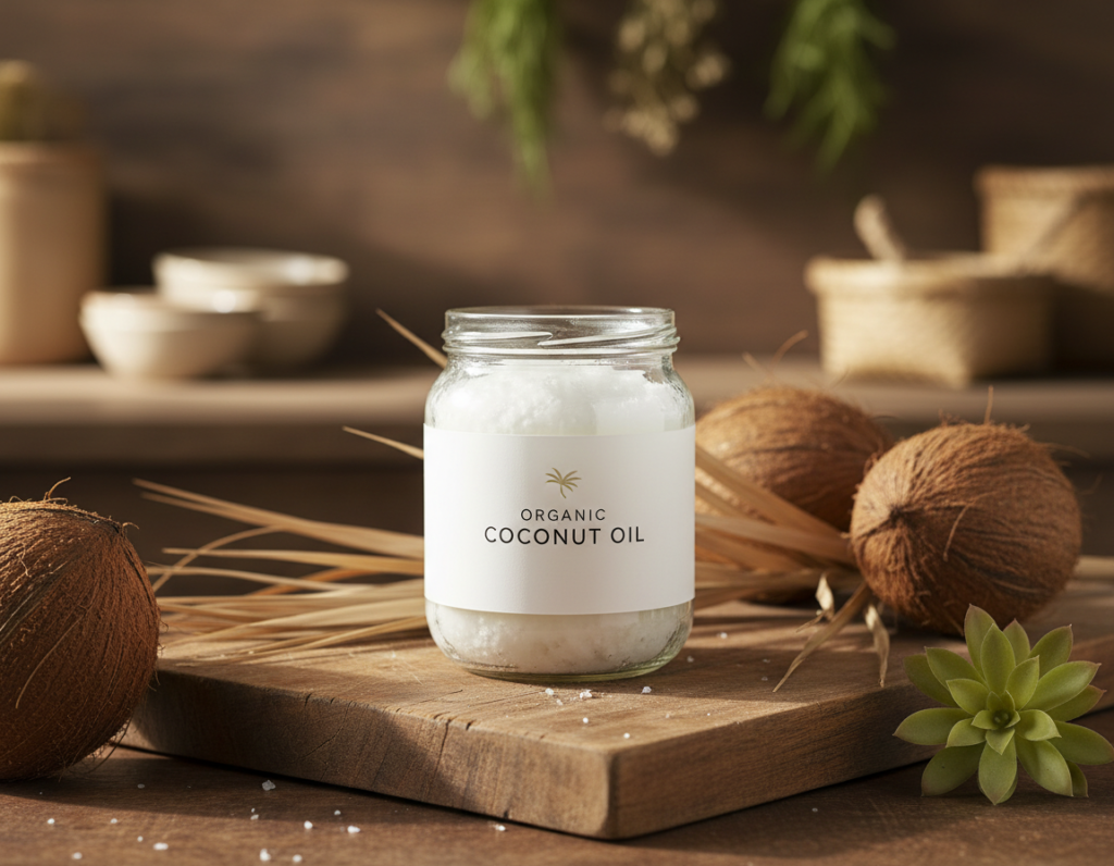 coconut oil in glass jar for oil pulling remedy