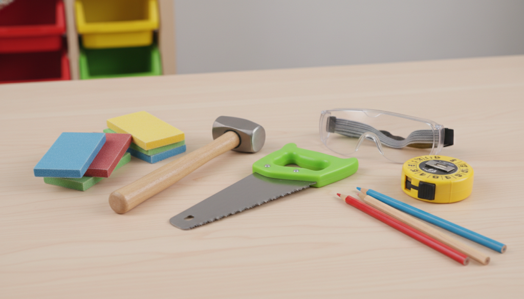collection of child-safe woodworking tools collection of child-safe woodworking tools