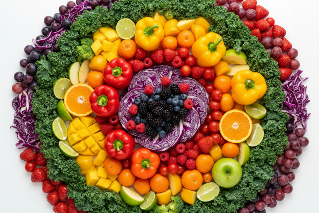 colorful antioxidant-rich fruits and vegetables