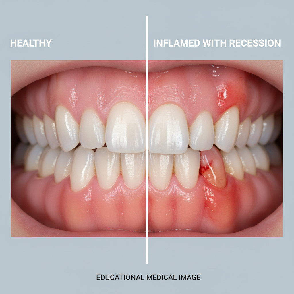 comparison of healthy gums versus gums with gum disease