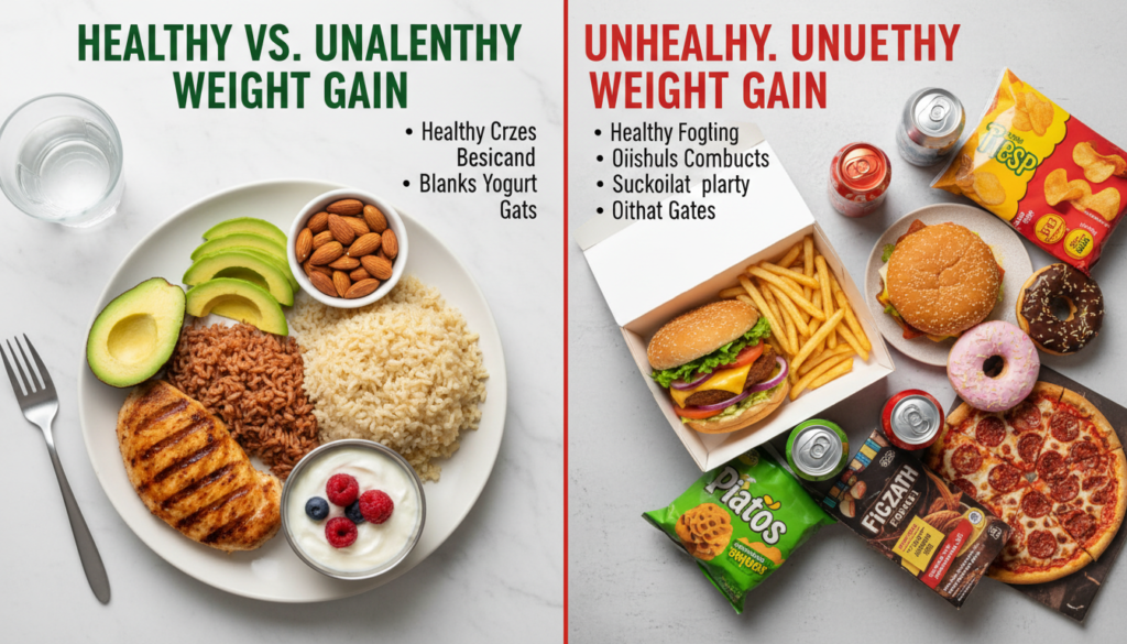 comparison of healthy versus unhealthy weight gain foods