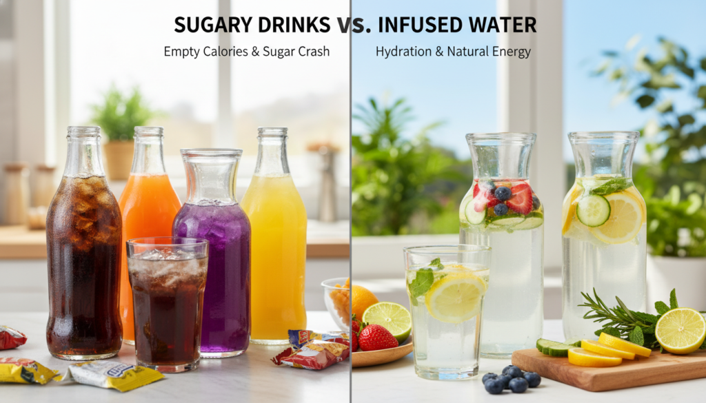 comparison of sugary drinks versus healthy water alternatives comparison of sugary drinks versus healthy water alternatives