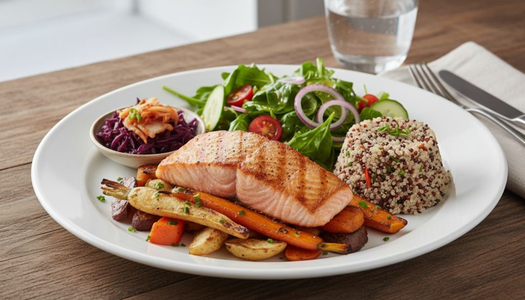 complete gut-healthy meal with multiple components