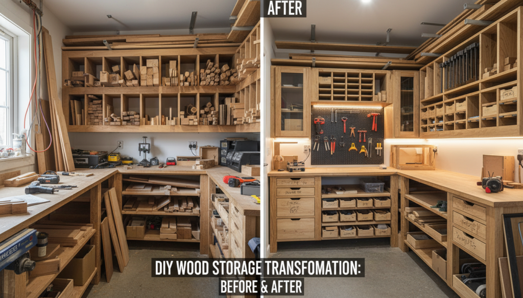 completely organized small workshop with custom DIY wood storage completely organized small workshop with custom DIY wood storage