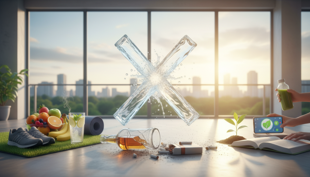 concept image showing avoidance of alcohol and tobacco for brain health