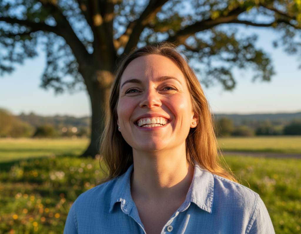 confident person showing healthy natural smile