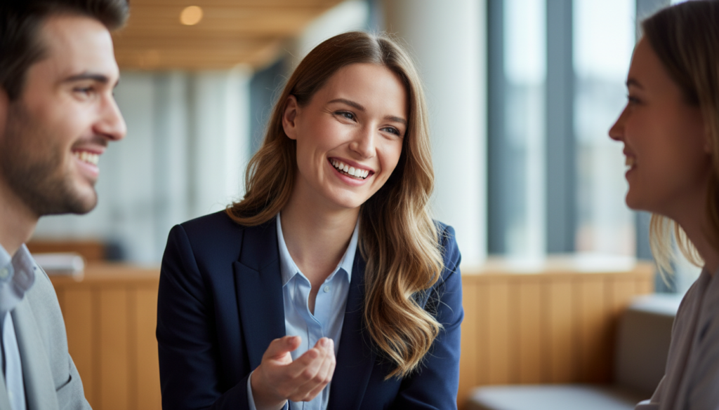 confident person smiling showing fresh breath and self assurance