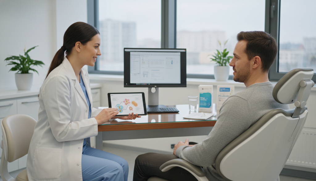 dental professional recommending oral probiotics dental professional recommending oral probiotics