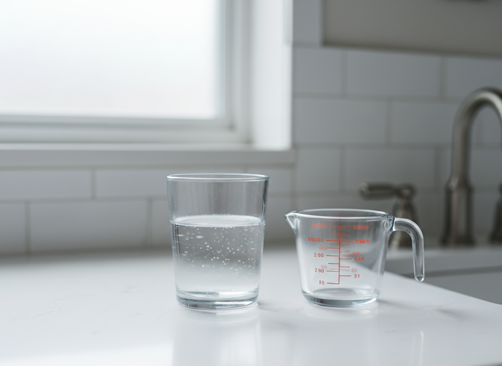 diluted hydrogen peroxide solution in glass for natural teeth whitening mouthwash
