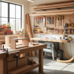 diy shelves woodworking workshop with tools and lumber
