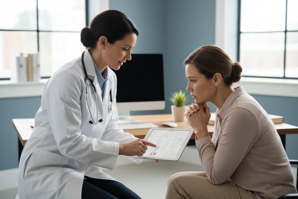 doctor consulting with patient about chronic bad breath medical causes