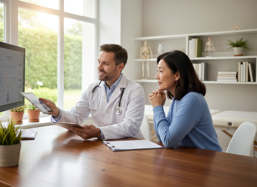 doctor consulting with patient about healthy weight loss plan