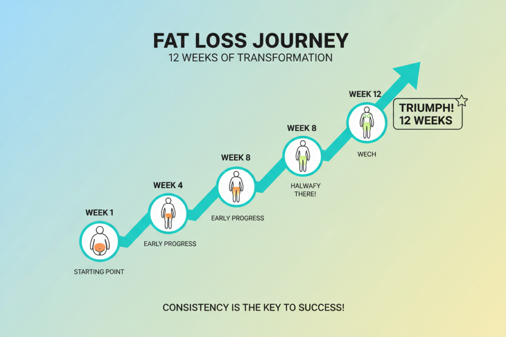 fat loss transformation timeline showing progressive results fat loss transformation timeline showing progressive results