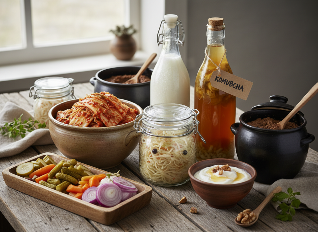 fermented foods probiotics display